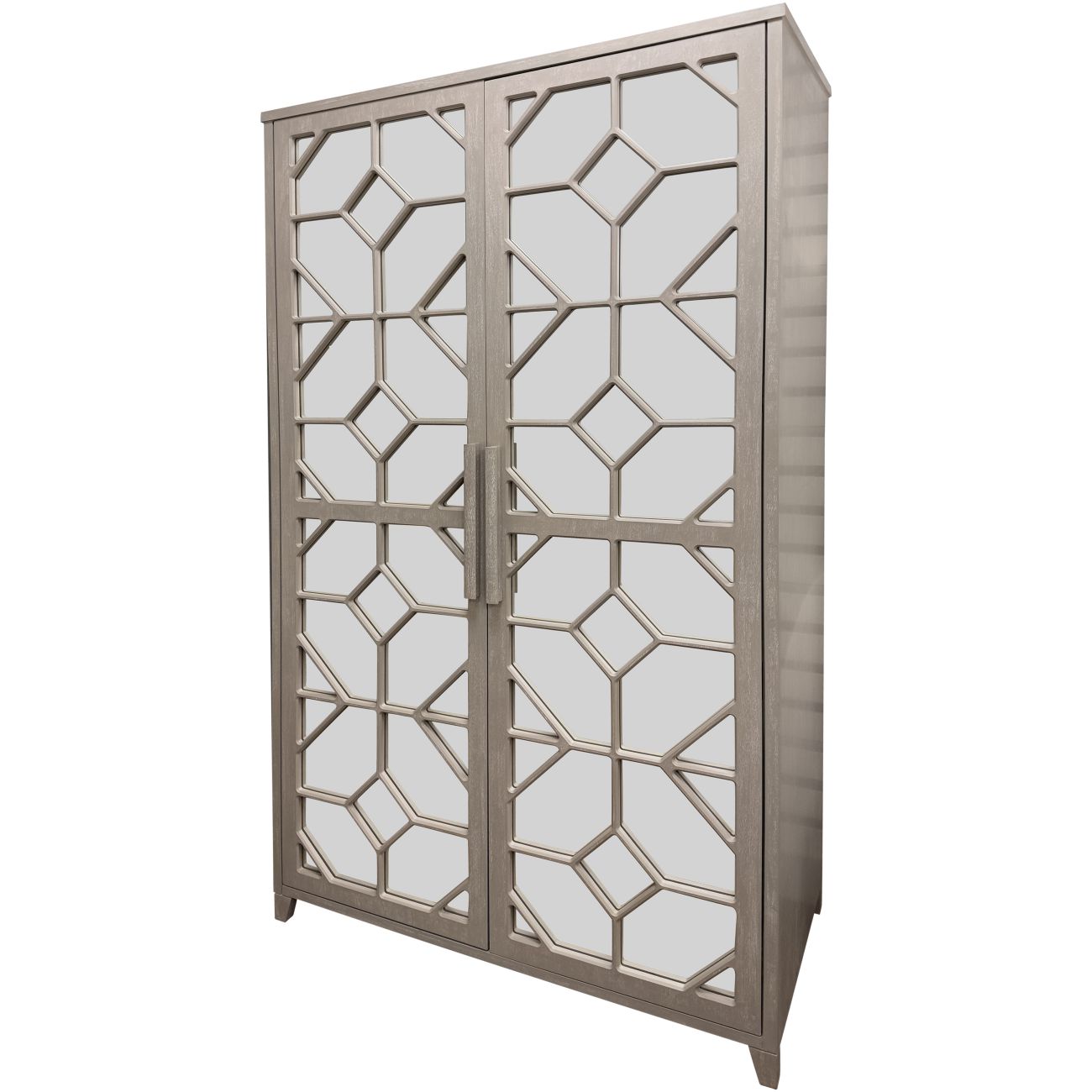 Campbell Grey Mango Wood Mirrored Double Wardrobe